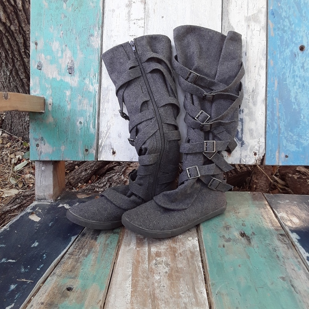 Blowfish grey felt kneehigh boots 9